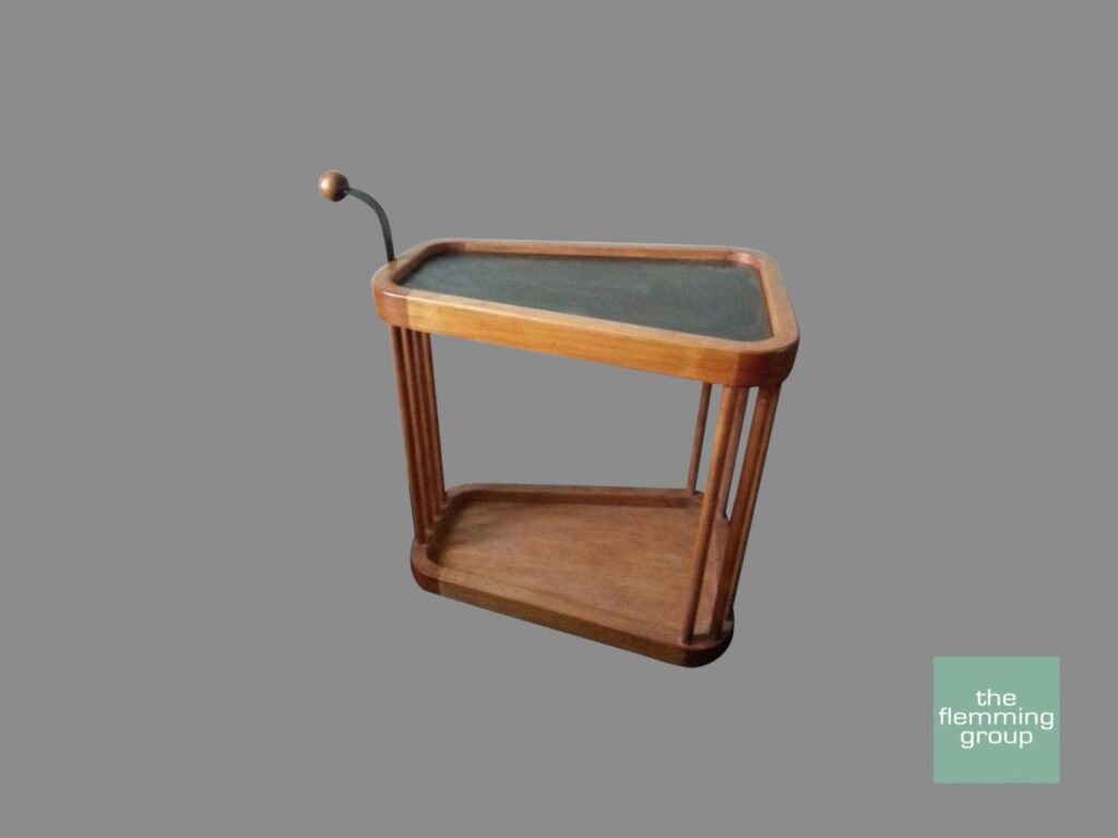 A table with a small handle on it